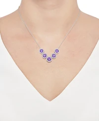 Amethyst (3-1/4 ct. t.w.) & Lab Grown White Sapphire (5/8 Five Stone Halo 17" Collar Necklace Sterling Silver (Also Citrine Blue Top