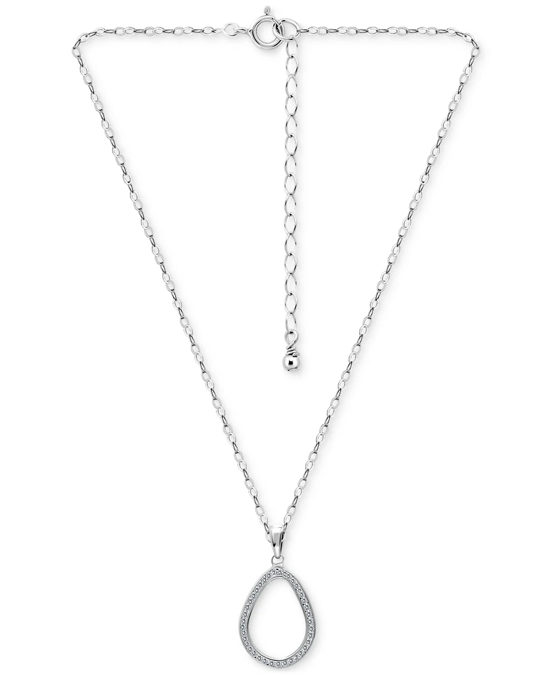 Giani Bernini Cubic Zirconia Open Teardrop Pendant Necklace, 16" + 2" extender, Macy's Exclusive