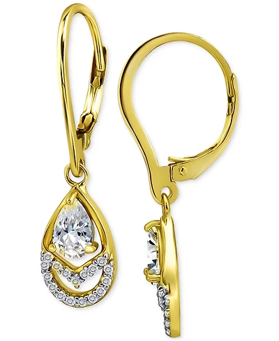 Giani Bernini Cubic Zirconia Pear & Round Leverback Drop Earrings, Macy's Exclusive