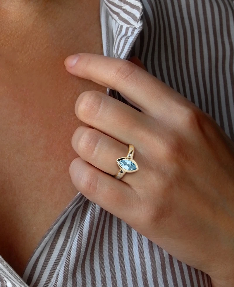 Blue Topaz (3/4 ct. t.w.) & Diamond (1/4 Band 10k Gold