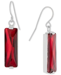 Color Crystal Rectangle Drop Earrings Sterling Silver