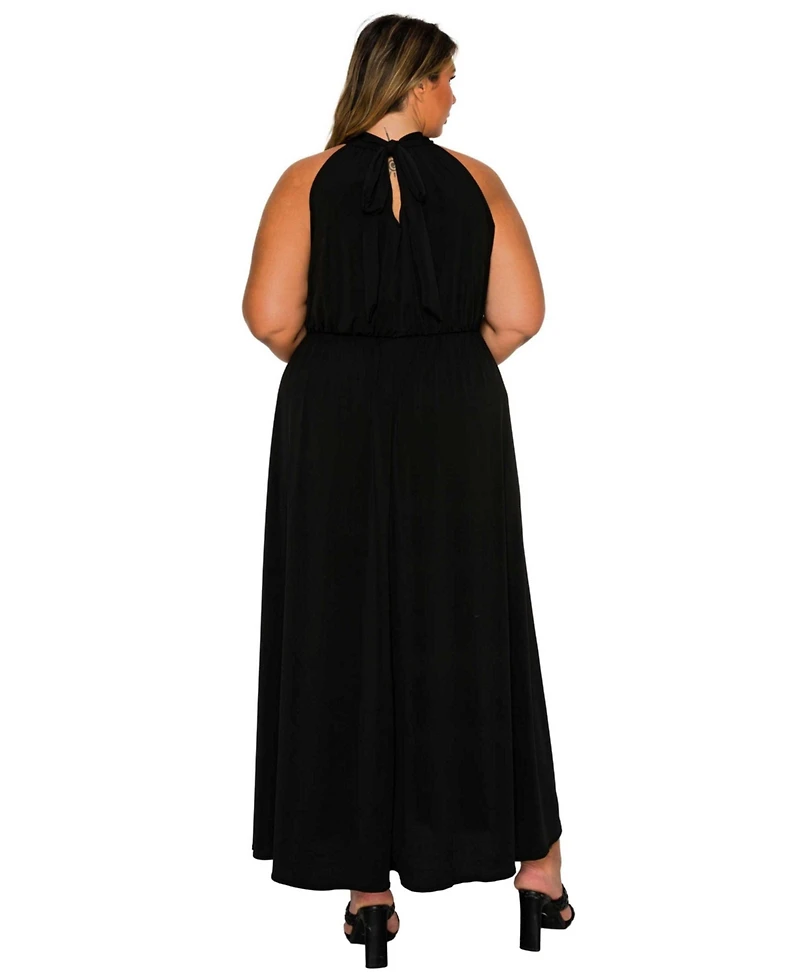 L I V D Women's Plus Cassia Halter Neck Dress