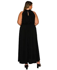 L I V D Women's Plus Cassia Halter Neck Dress