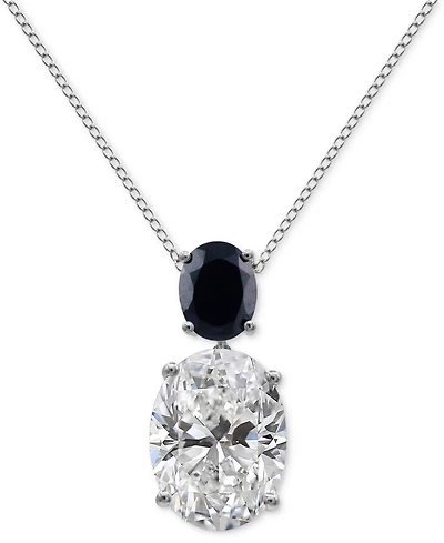 White Quartz 7-3/4 ct. t.w. Black Onyx 9 X 7 Mm Oval Statement Pendant in Sterling Silver
