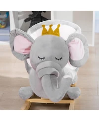 Cesicia Baby Rocking Horse Elephant Rocking Chair Toddler Rocker Toy with Sound Wooden Base Seat Safety Belt