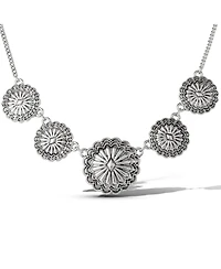 Jessica Simpson Statement Medallion Necklace in Antiqued Silver