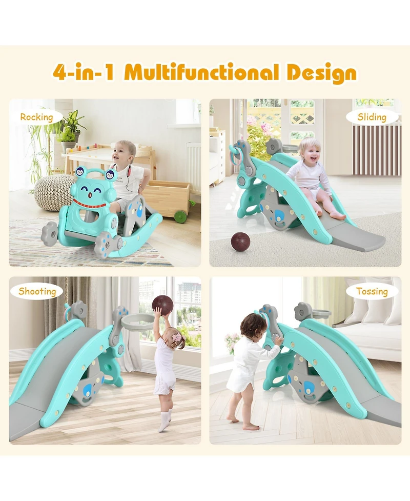 Akiudex 4-in-1 Rocking Horse and Slide Set for Kids