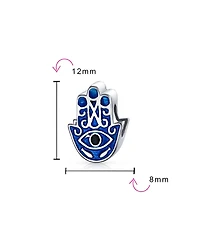 Bling Jewelry Set of 2 Blue Hamsa Hand Evil Eye Good Luck Charm Barrel Bead in Sterling Silver for Bracelets