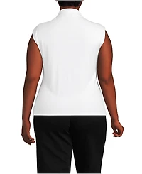 Lands' End Plus Cap Sleeve Drapey Rib Fitted Funnel Neck Tank