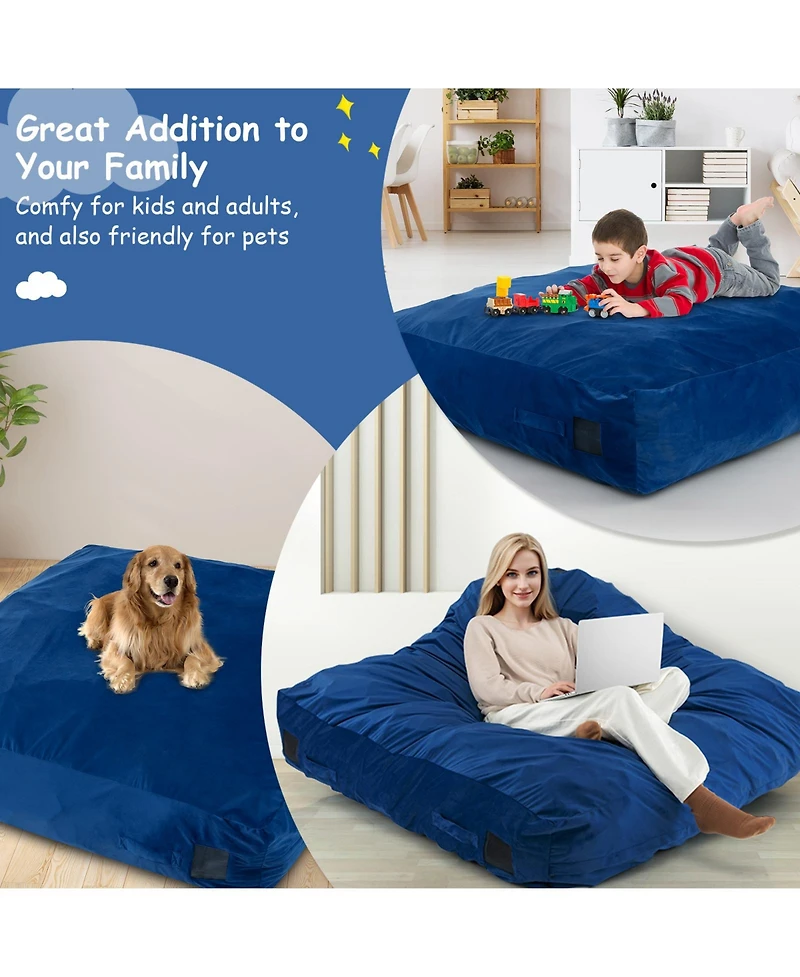 Akiudex 57 x 57 Inch Crash Pad Sensory Mat with Foam Blocks and Washable Velvet Cover