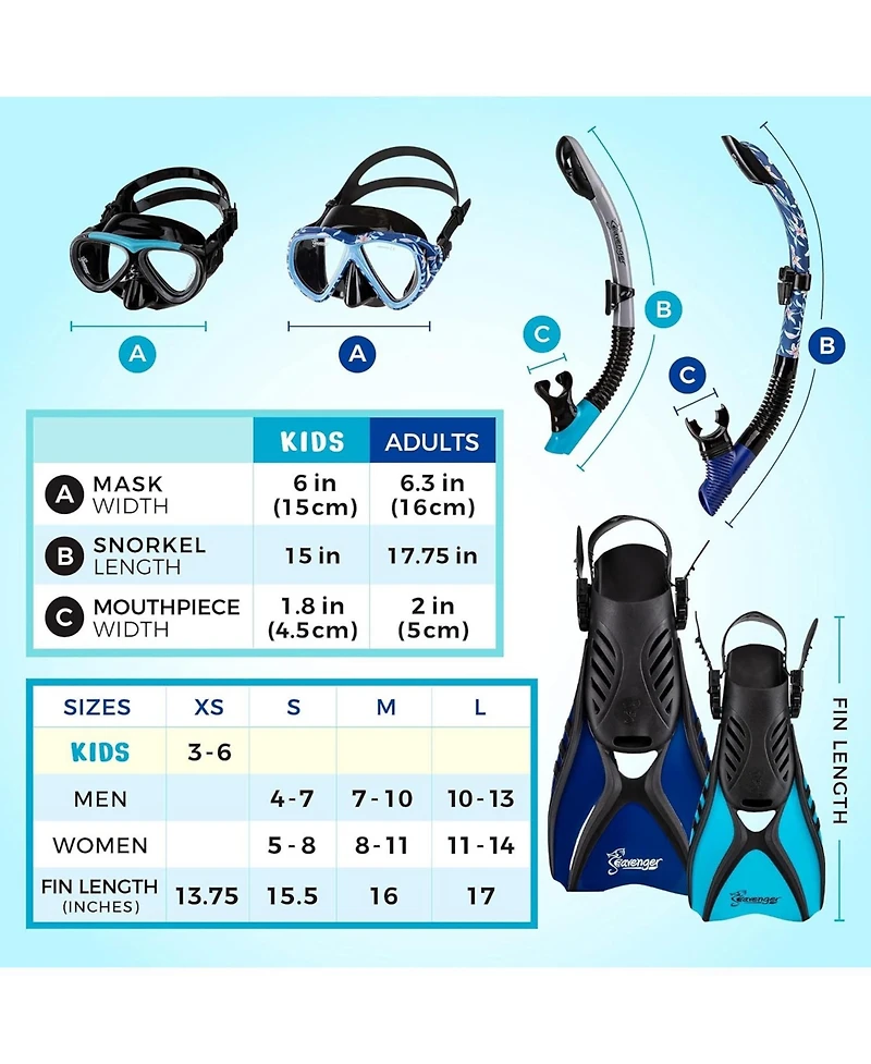 Seavenger Hanalei Anti-Fog Snorkeling Set - Soft Lavender / M