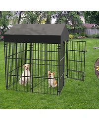 Bingopaw Giant Tall Uptown Welded Outdoor Dog Kennel Playpen Pet Animal Run Crate w/ Roof