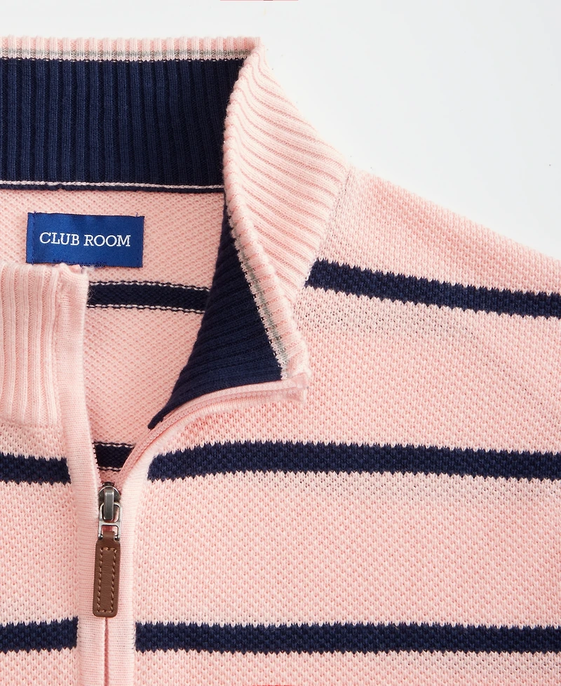 Club Room Men's Striped Cotton Pique Half-Zip Sweater, Macy's Exclusive