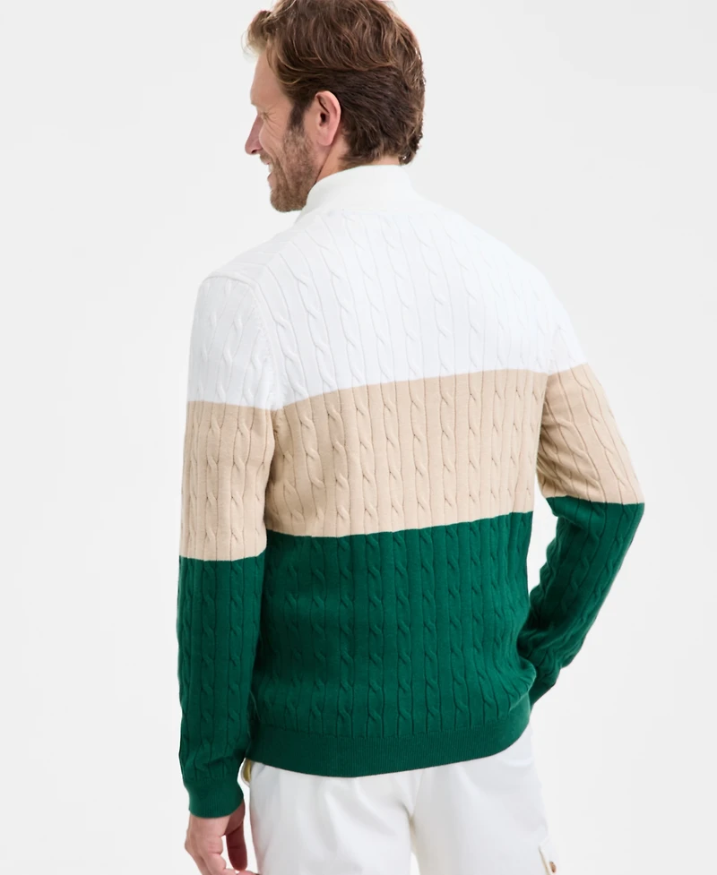 Club Room Men's Colorblocked Cable-Knit Full-Zip Sweater, Macy's Exclusive
