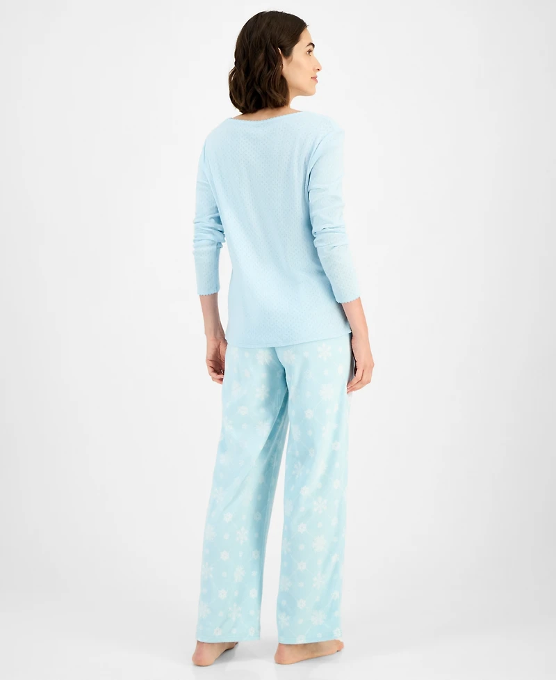 Charter Club Women's Printed Fleece Pajama Pants, Created for Macy's