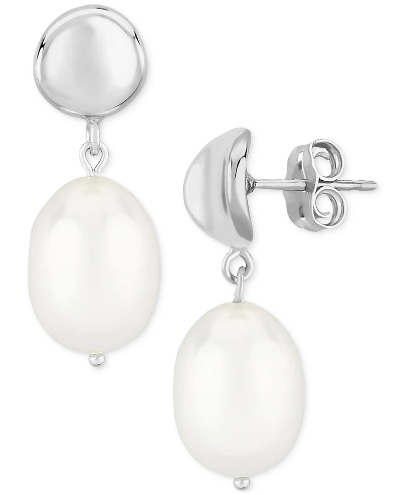 Macy's Cultured Freshwater Pearl Oval Drop Earrings (8 x 10mm) 14k Gold