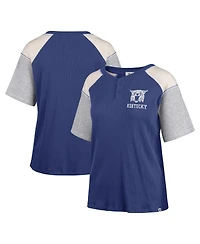 '47 Brand Women's Royal Kentucky Wildcats Underline Harvey Color Block Raglan Henley T-Shirt