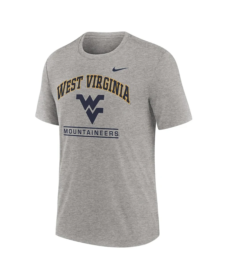 Nike Men's Heather Gray West Virginia Mountaineers Arch Over Logo Tri-Blend T-Shirt