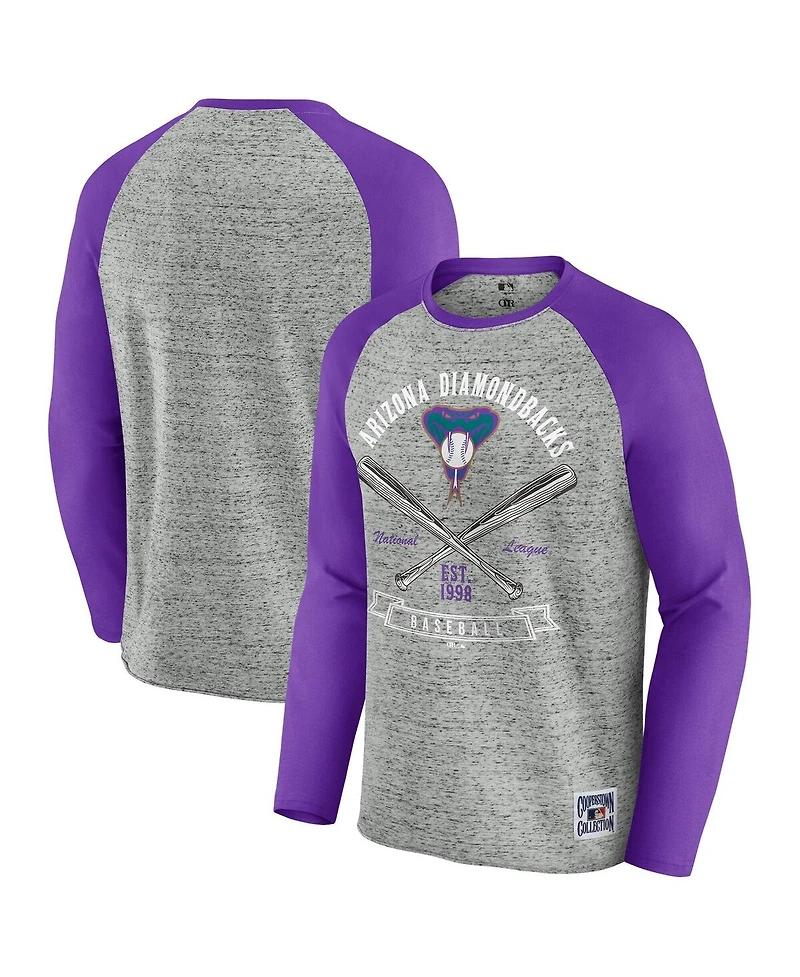 Darius Rucker Collection by Fanatics Men's Heather Gray Arizona Diamondbacks Raw Edge Raglan Long Sleeve Baseball T-Shirt