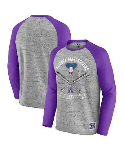 Darius Rucker Collection by Fanatics Men's Heather Gray Arizona Diamondbacks Raw Edge Raglan Long Sleeve Baseball T-Shirt