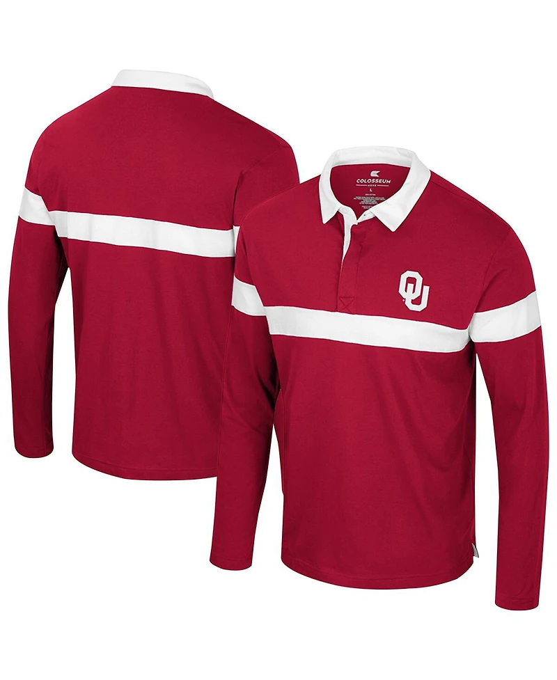 Colosseum Men's Crimson Oklahoma Sooners Too Cool For School Long Sleeve Polo Shirt