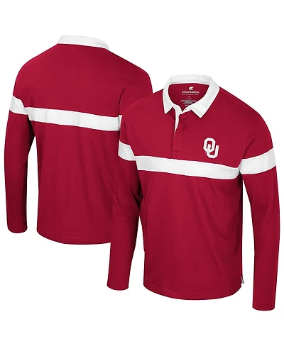Colosseum Men's Crimson Oklahoma Sooners Too Cool For School Long Sleeve Polo Shirt