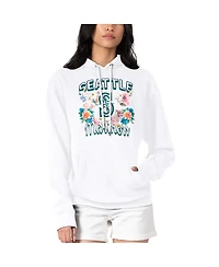 G-iii 4Her by Carl Banks Women's White Seattle Mariners Flowers Graphic Pullover Hoodie