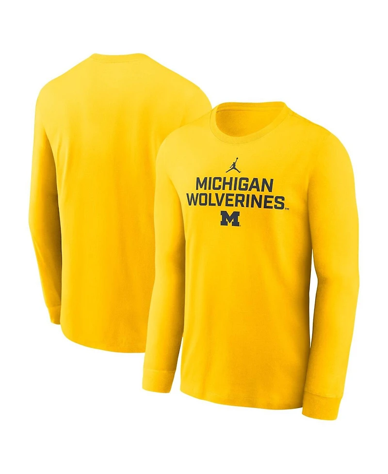 Jordan Men's Maize Michigan Wolverines 2025 Sideline Performance Long Sleeve T-Shirt