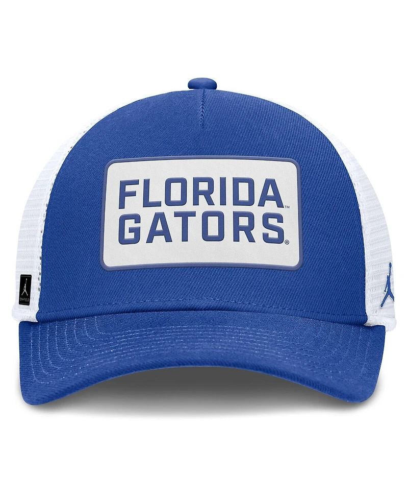 Jordan Men's Royal/White Florida Gators 2025 On-Field Rise Patch Trucker Adjustable Hat
