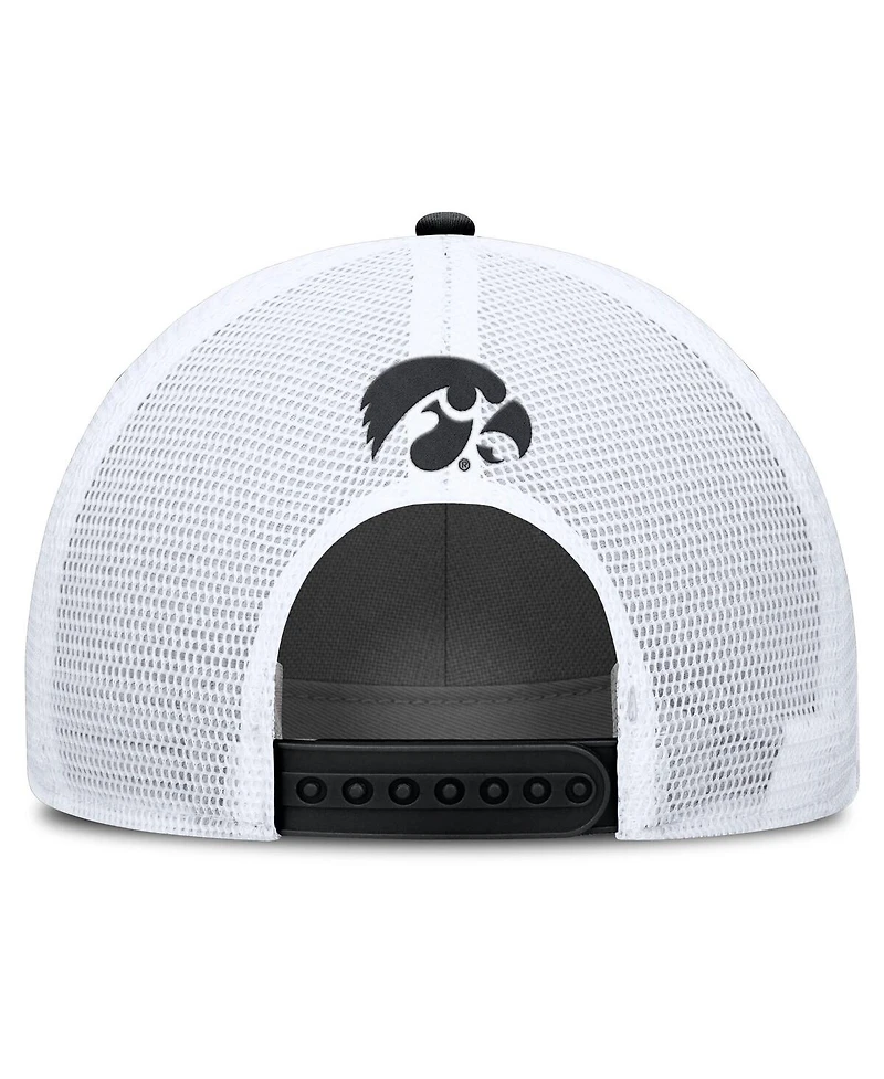 Nike Men's Black/White Iowa Hawkeyes 2025 On-Field Rise Patch Trucker Adjustable Hat