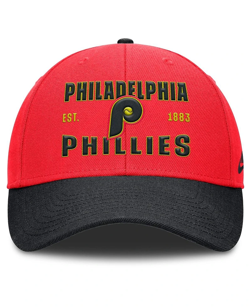 Nike Men's Crimson/Black Philadelphia Phillies Neon 90s Rise Adjustable Hat