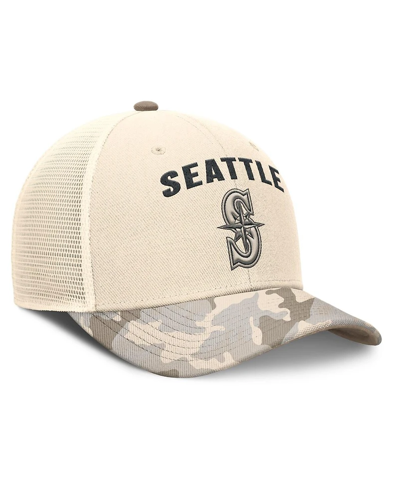 Nike Men's Natural Seattle Mariners Camo Natural Pack Rise Adjustable Trucker Hat