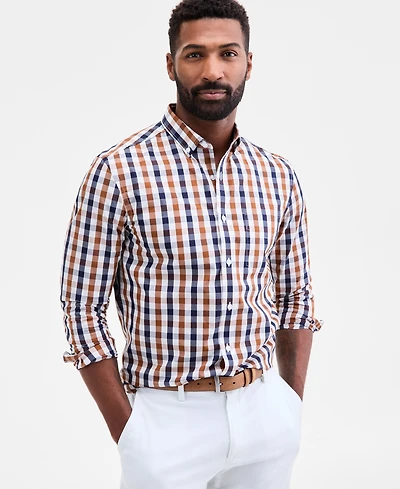 Club Room Long Sleeve Gingham Check Button-Down Shirt, Macy's Exclusive