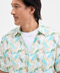 Club Room Men's Regular-Fit Tropical-Print Button-Down Linen Shirt, Macy's Exclusive