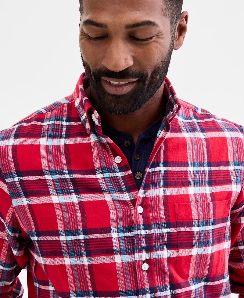 Club Room Men's Plaid Button-Down Flannel Shirt, Macy's Exclusive