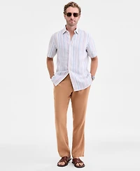 Club Room Men's Short-Sleeve Macro Striped Linen Shirt, Macy's Exclusive