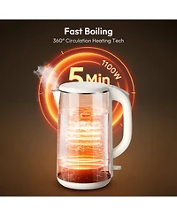 1.8-l 1100W Fast Heat Electric Kettle Tea Kettle with Auto Shut-Off, Boil-Dry Proof, Double Wall Stainless Steel