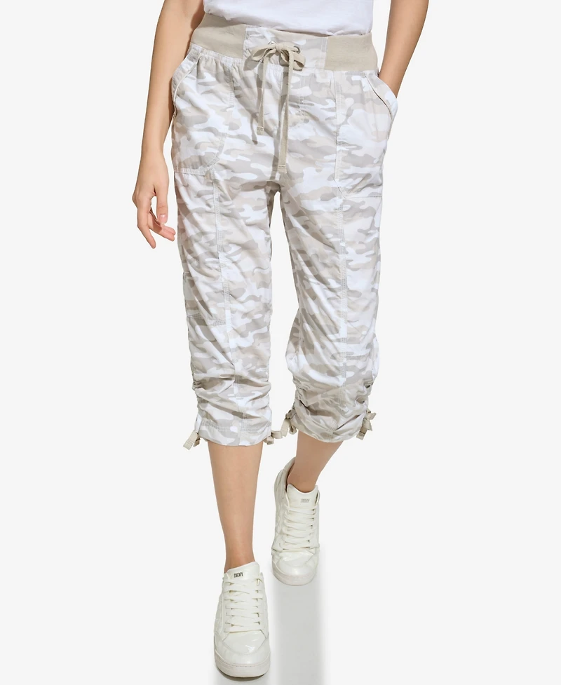 Dkny Women's Convertible Capri Cotton Poplin Cargo Pants