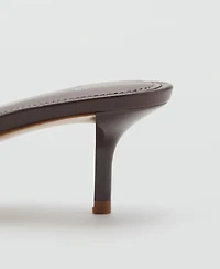 Mango Women's Kitten Heel Leather Sandals