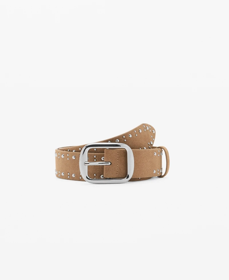 Mango Women's Studs Suede Belt