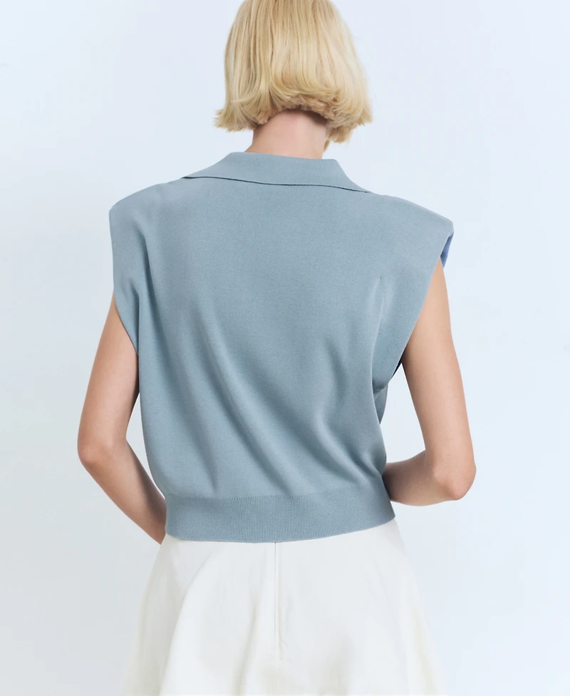 Mango Women's Fine Knit Shoulder Pad Sweater Vest