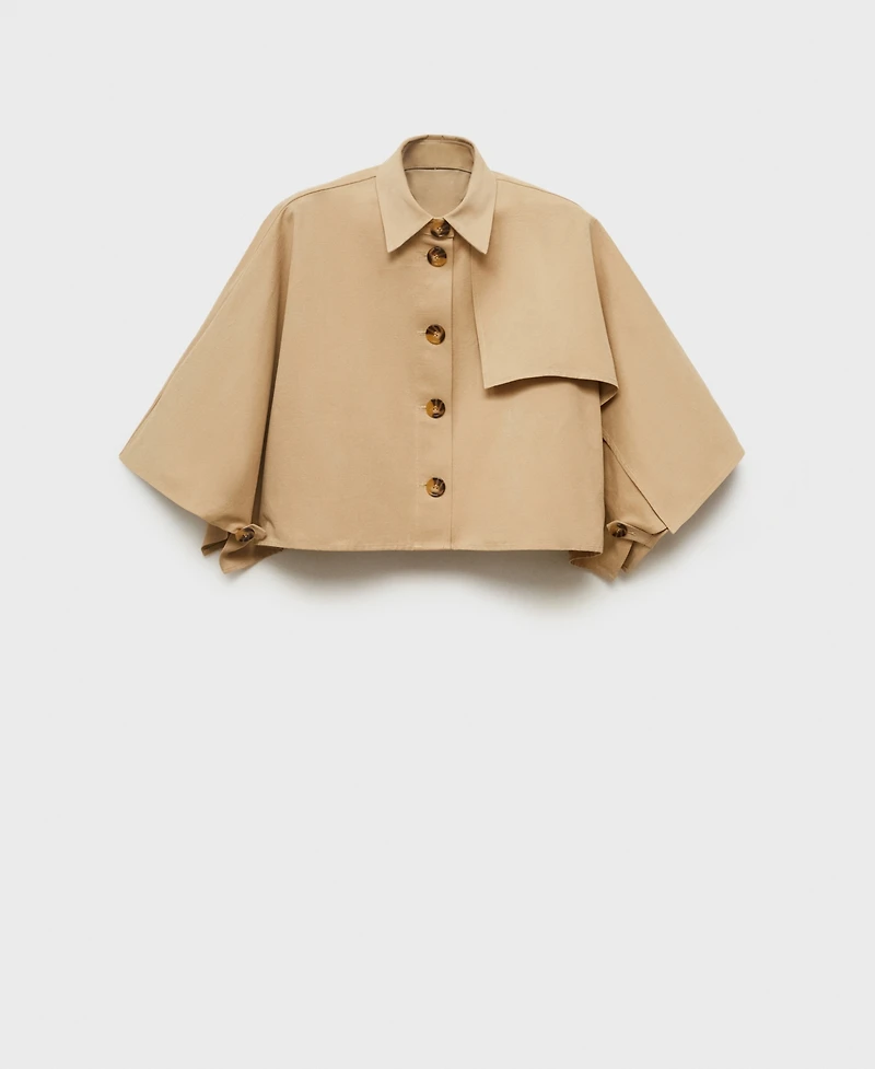 Mango Women's Cape Style Cropped Trench Jacket