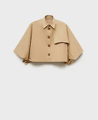 Mango Women's Cape Style Cropped Trench Jacket