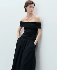 Mango Women's Embroidered Hem Cotton Skirt