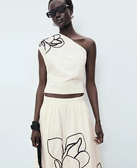 Mango Women's Embroidered Cotton Skirt
