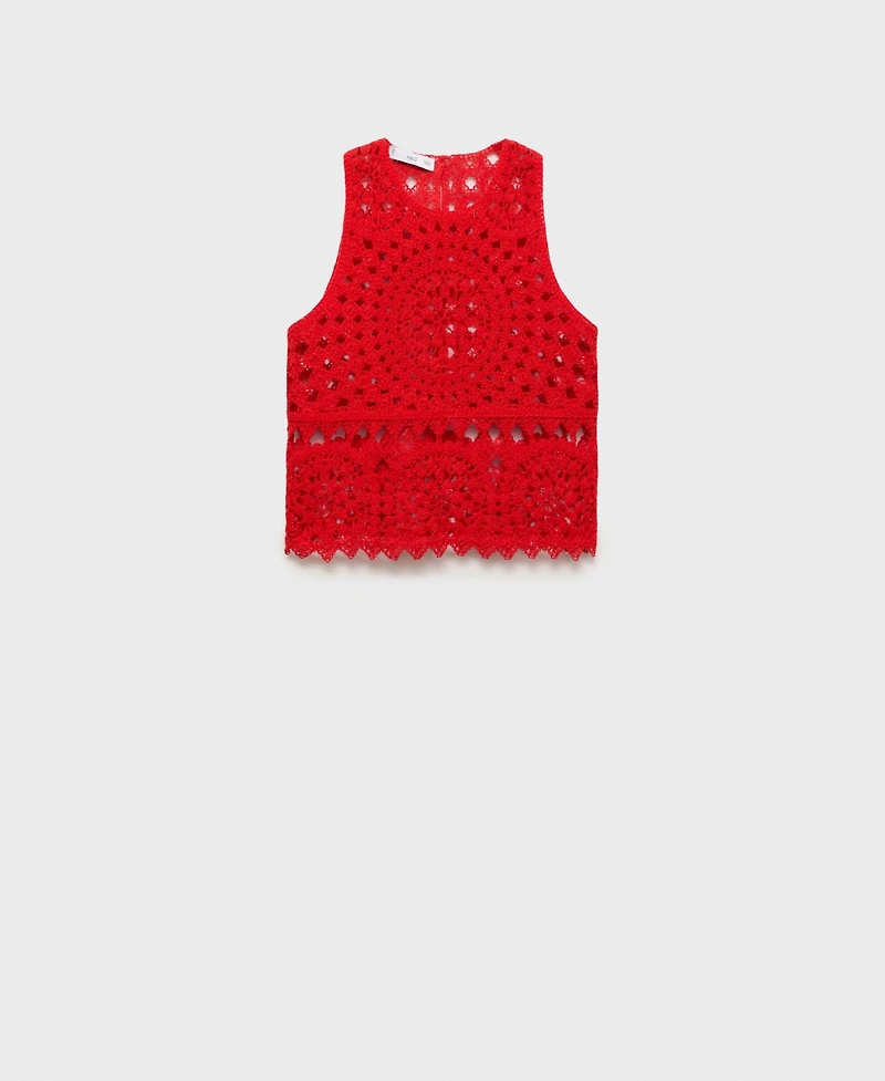 Mango Women's Crochet Knitted Top