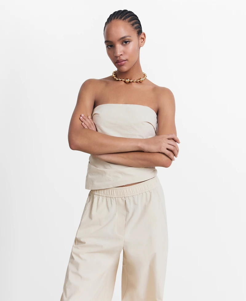 Mango Women's Asymmetrical Strapless Top