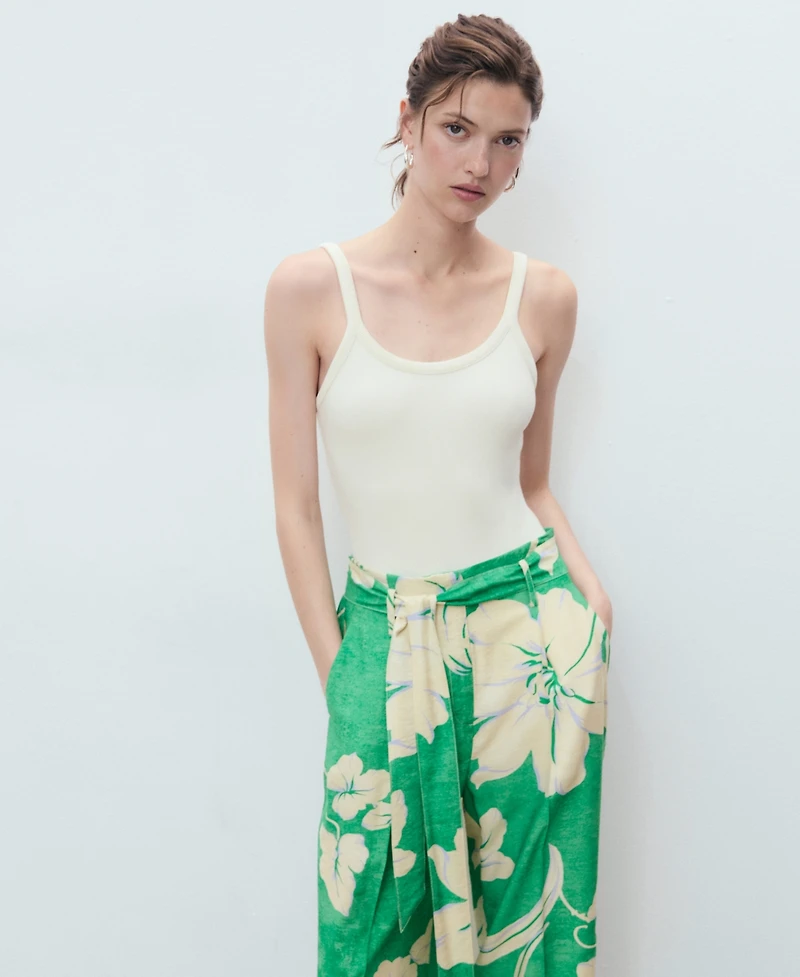 Mango Women's Belt Printed Pants