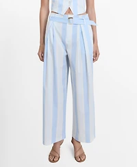 Mango Women's Belt Striped Culotte Pants