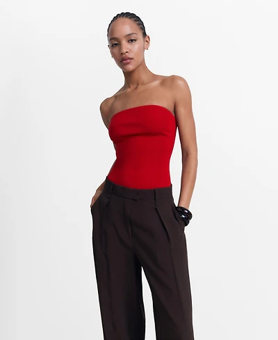 Mango Women's Strapless Fitted Top